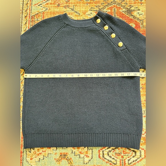Sézane Knit Jumper with Gold Button Detail Navy Blue Sweater - Picture 10 of 11